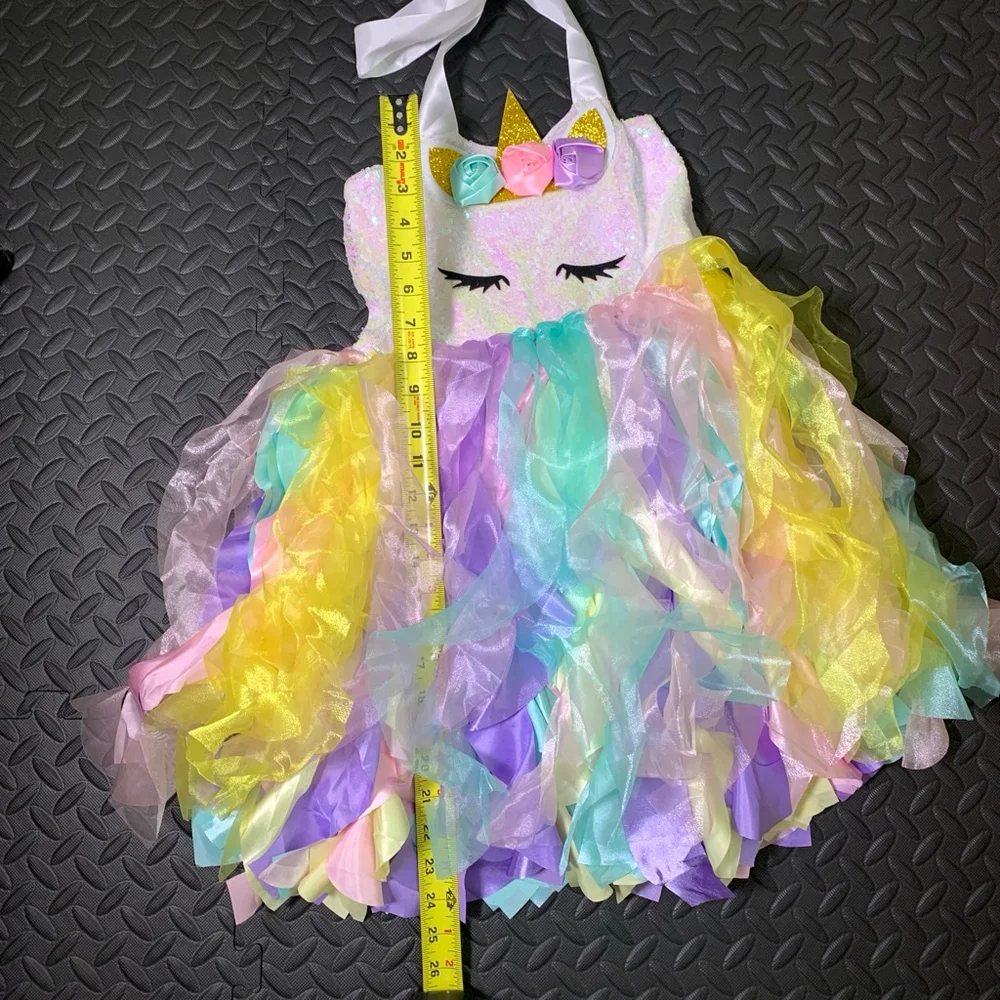 Childrens Girls Princess Unicorn Flower Tutu Dress Ball Gown Birthday Halloween